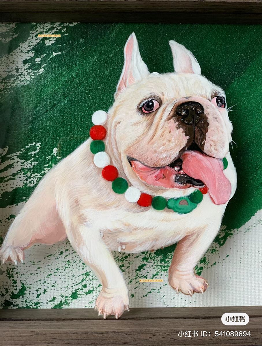 Quiet pet glass painting keepsake detail
