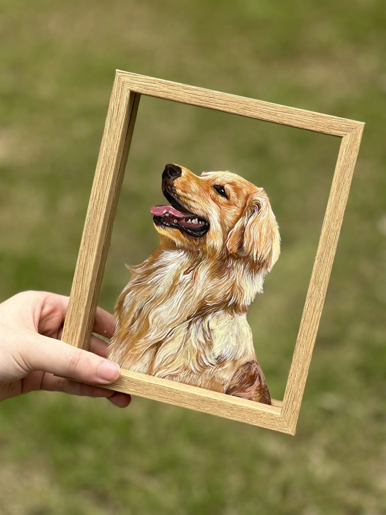 Hand-painted pet glass portrait