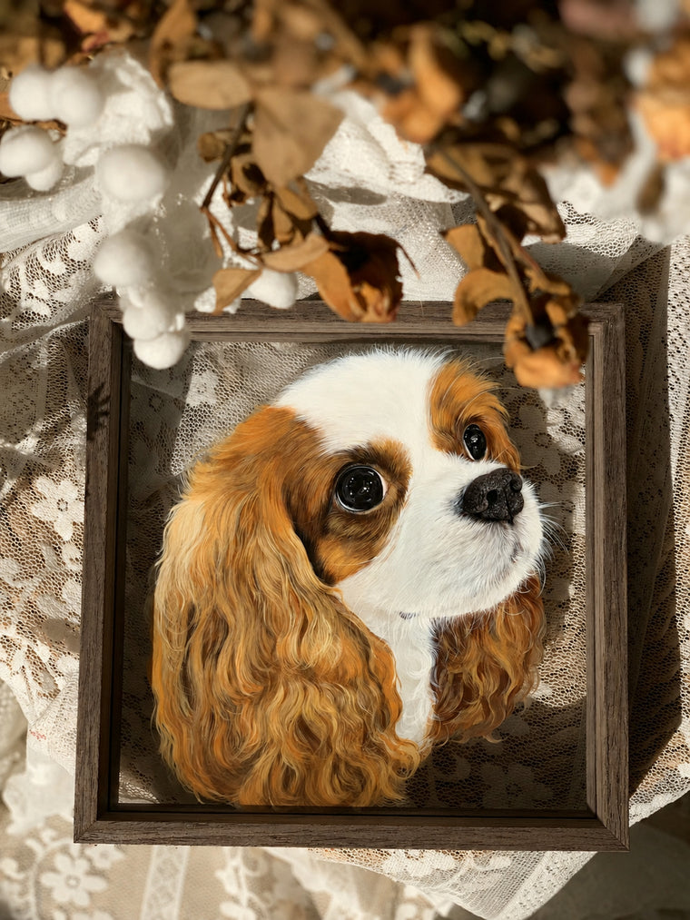 Custom glass pet portrait painting by Feifei