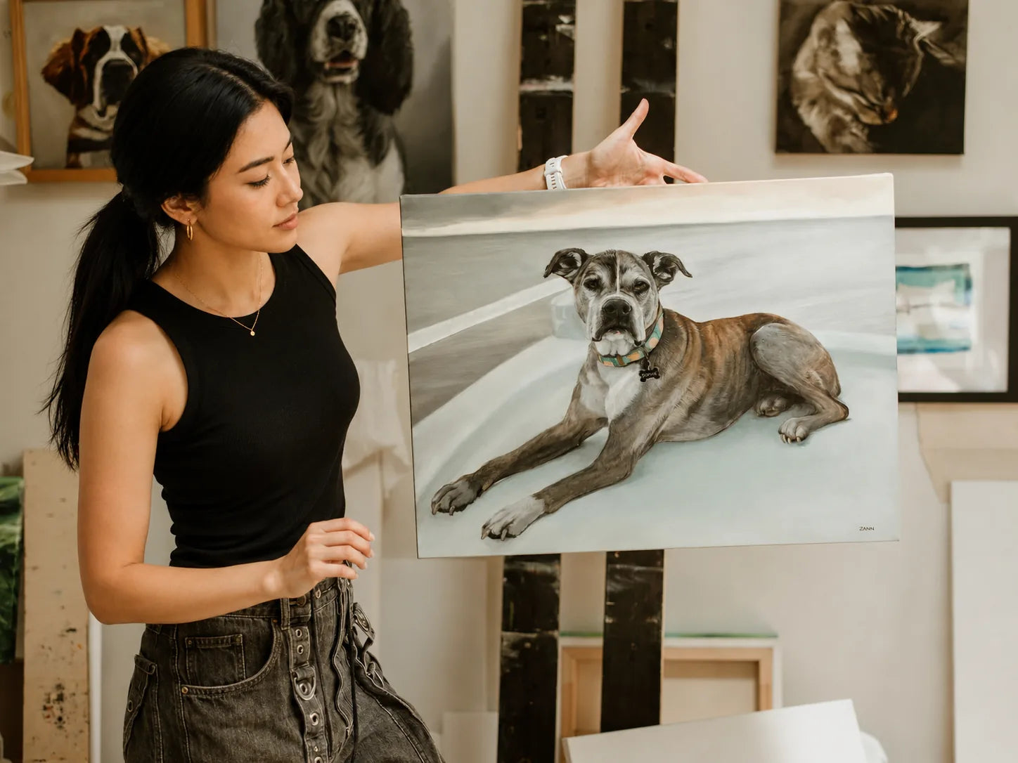 Finished glass pet portraits by Feifei