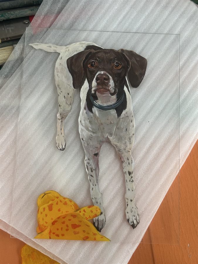 Finished dog glass painting